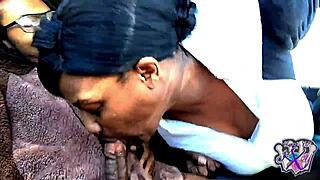 wife in bear suit swallows daddy's cock publicly in car for wild thrill