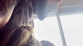 Neighbor's stare got my wet pussy throbbing so i made hubby suck his cock while watching