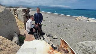 ever wonder what happens when teacher flashes dick on beach then gets risky blowjob from student in stockings?