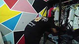 Neighbor gropes my ass while I sort laundry then fucks me doggystyle