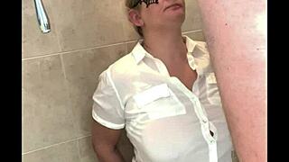 Hey sexy blonde first time facefucked deepthroat submissive with cumshot humiliation