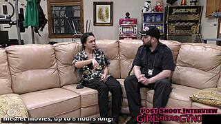 A stimulating exam has Mara Luv moaning with vibrator on her shaved pussy and pierced nipples close-up