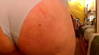 Curvy mature dawnskye flashes huge natural tits and ass in retro panties parade