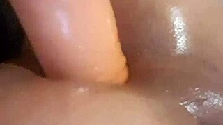 hey shemale crams that 11-inch dildo in tight