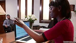 heart pounding as handcuffed ebony chokes on rough bed fuck