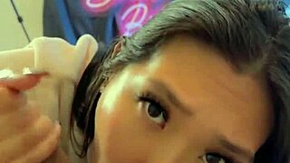 POV after-work sloppy ball licking cock sucking blowjob with mouth cumshot facial