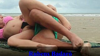 casual couple pretends beachgoers and fucks doggystyle on the sand