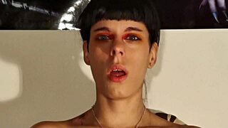 Teen goth sneezes huge snot strings