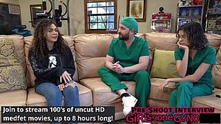 A stimulating exam has Mara Luv moaning with vibrator on her shaved pussy and pierced nipples close-up