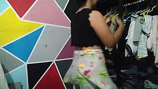 Neighbor gropes my ass while I sort laundry then fucks me doggystyle