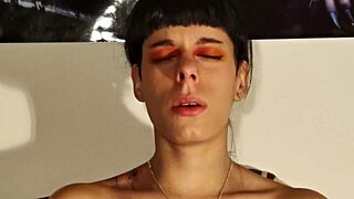 Teen goth sneezes huge snot strings