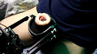 Muscular latina moans wildly on fucking machine