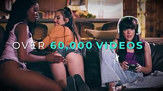 sarah arabic's big naturals shake in oiled orgasmic lesbian massage with august skye