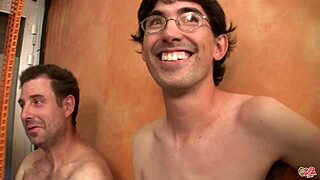 two spanish stunners suck cocks and guzzle cum in wild bukkake frenzy?