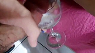 she flashes big clit pussy during massage then takes cumshot in her cup