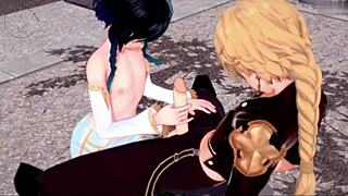 hentai dude wrecked anally in genshin impact scene