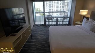 we're sharing this bed on vacation with my big booty stepsis adriana maya riding monster black cock doggystyle and missionary all night