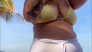 shorts hugging my big pussy flash so tight on beach didn't even notice the outline