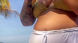 shorts hugging my big pussy flash so tight on beach didn't even notice the outline