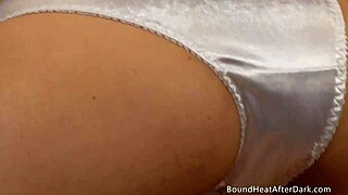 oh yes sensual lesbian slave bound in silk panties licks mistress to orgasm in bdsm domination!?