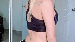 stepmom teacher rides my huge cock rough, hairy pussy dripping cum on tits