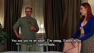 One bed with redhead stepmom turns into rough doggystyle pounding