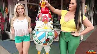 damn angelina castro shoves her long strap-on deep in cristi anns big pussied clit while dirty talking lesbian