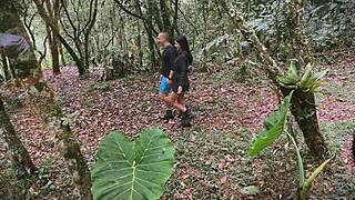 Stepsis Sneaks to Forest Fuck - Cum Blast on Her Tits?