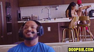 Pizza guy with bbc destroys busty ebony milf's pussy as bf watches helplessly