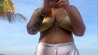 shorts hugging my big pussy flash so tight on beach didn't even notice the outline