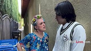 Asian yoga milf Nicole Doshi Dee Williams slips bends over deepthroats rides doggystyle cowgirl on client's hard cock