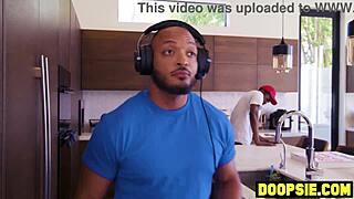 Pizza guy with bbc destroys busty ebony milf's pussy as bf watches helplessly