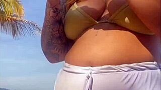 shorts hugging my big pussy flash so tight on beach didn't even notice the outline