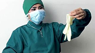 Patient indulges in nurse's latex gloves fetish ASMR roleplay