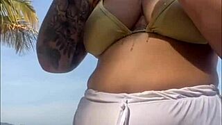 shorts hugging my big pussy flash so tight on beach didn't even notice the outline