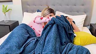 Whoa, horny stepsis with massive tits caught fingering on my bed 😈 begs me to slam her dripping pussy hard - naty delgado & alicia trece!