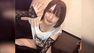 watching cute black-haired japanese shemale quietly masturbate turns me on