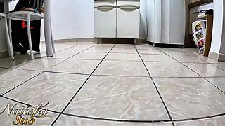 Sadistic latina milf tortures bound slave with tickles