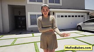 hey sexy brunette pays gardener with wet bj and juicy pussy