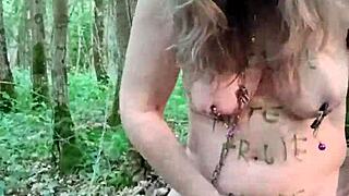 imagine this french maid slave bound in the forest auto-session with dildo teasing her big ass...