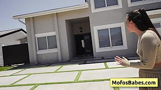 hey sexy brunette pays gardener with wet bj and juicy pussy