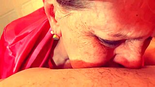 granny in stockings and corset moans as she rides cock like little red riding hood