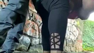milf with big natural tits gets rough fucked by monster black cock outdoor hidden