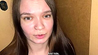 Stepdaughter's Sloppy Mouth Services Stepdad's Huge Cock While Hiding In Closet Terrified