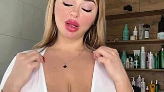 adult milf caresses her huge saggy natural tits waiting to get fucked