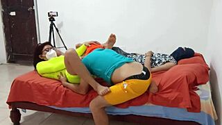 step sister grabs my cock and strokes it so innocently in lingerie