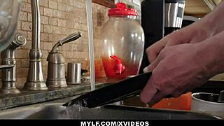 stepmom treats helpful stepson to intense kitchen gratitude session