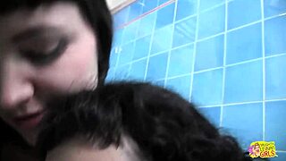 after their date these busty brunettes share a relaxing bath together