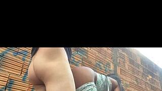 brazilian teen sneaks ass fuck behind favela wall