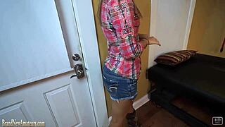 Bailey the blonde strips casually then masturbates during casting